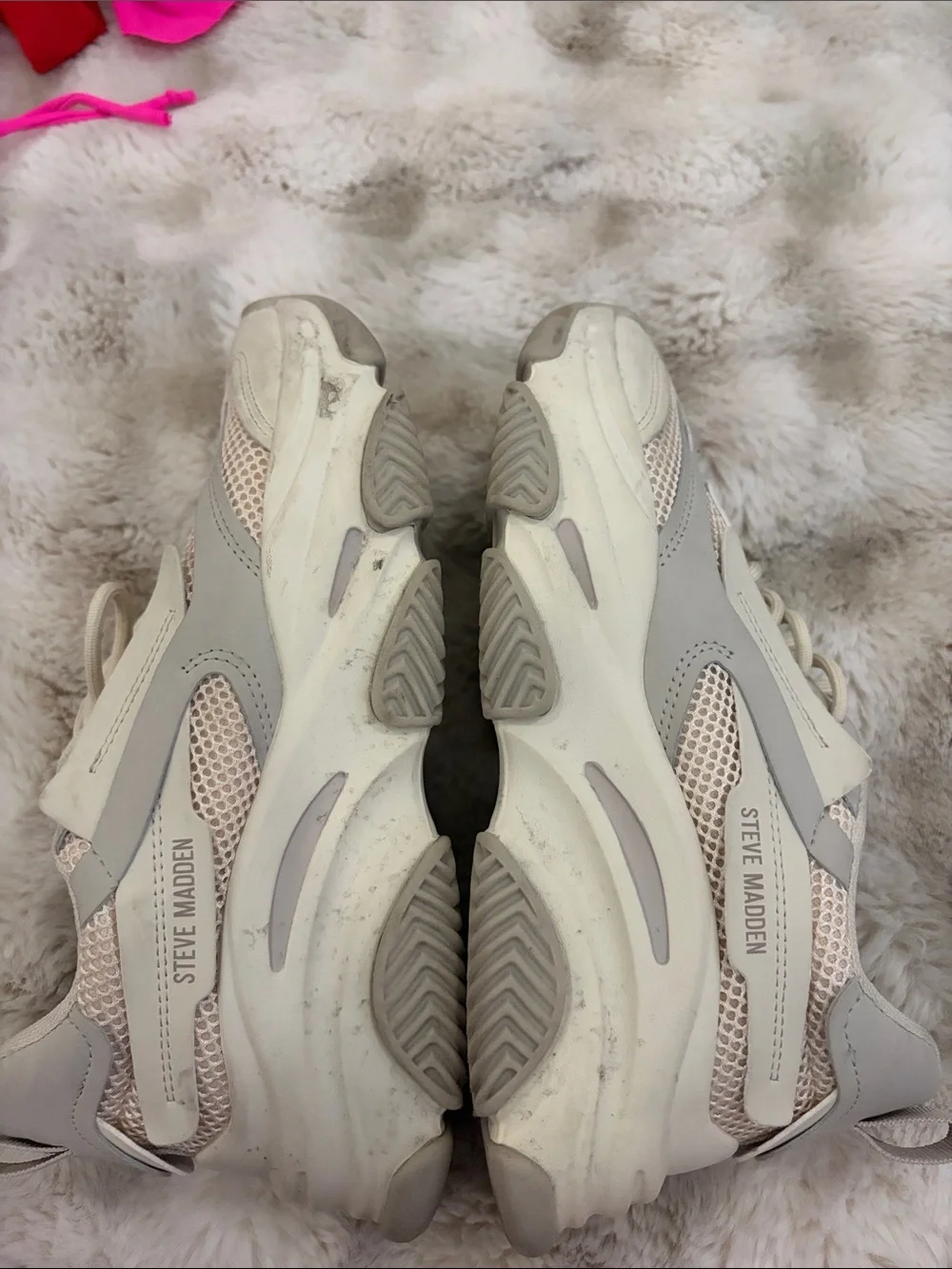 Steve Madden Neutral Beige Mesh & Suede Chunky Sneakers